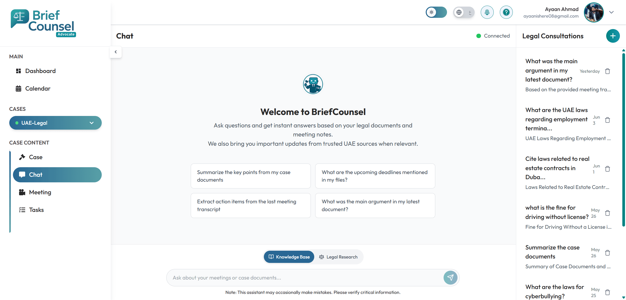 BriefCounsel Advocate Welcome